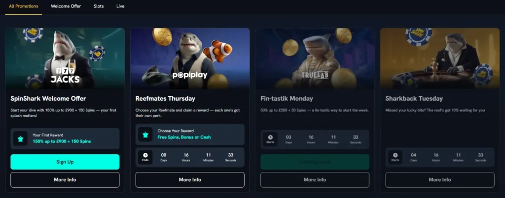 spin sharks casino rewards 